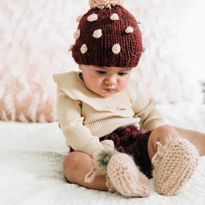 New! The Blueberry Hill -BOOTIES WITH POM, BLUSH